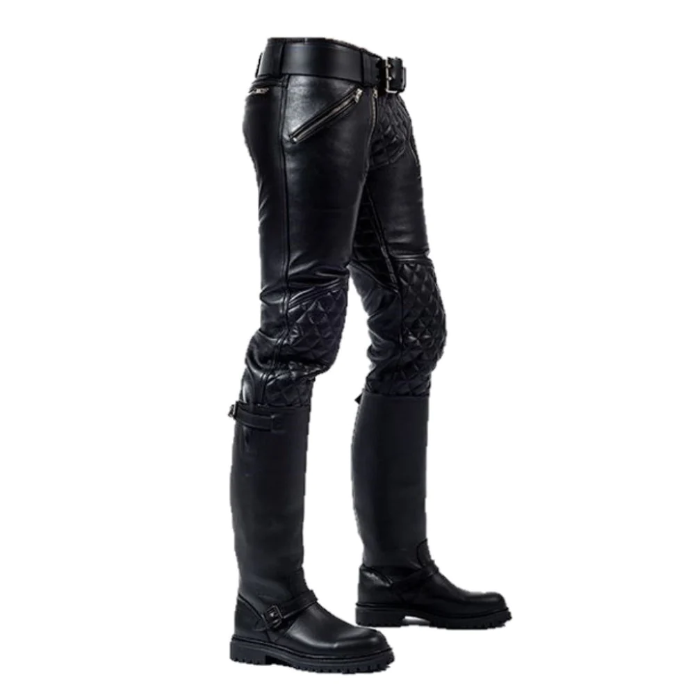 The Ultimate Style Statement: Men's Black Quilted Sheep Leather Pants